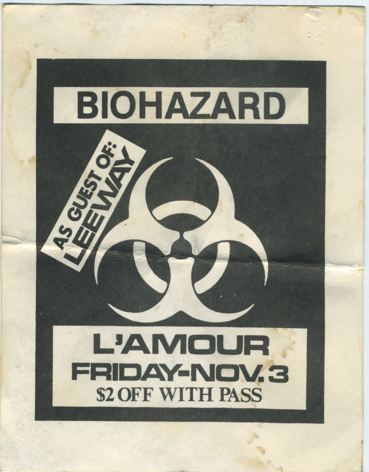 Vintage Biohazard & Leeway "L'amour" Pass