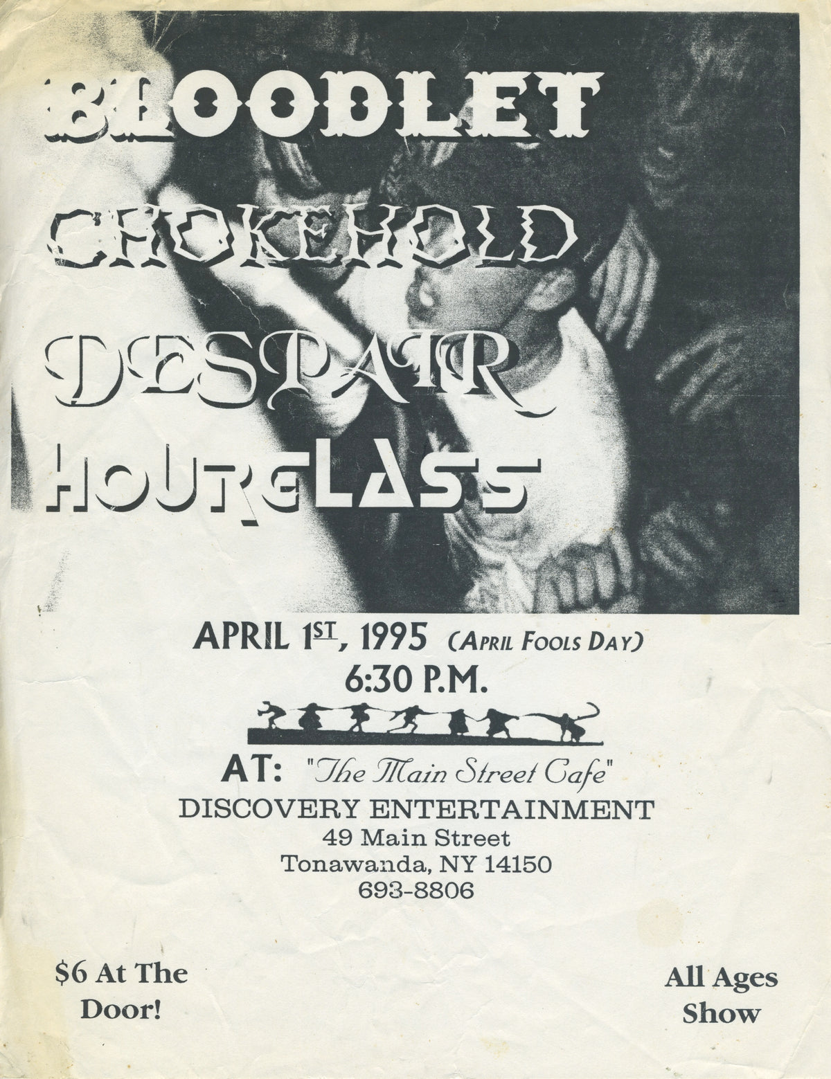 Vintage Bloodlet Chokehold Despair Hourglass "The Main Street Cafe" Tonawanda, NY Flyer