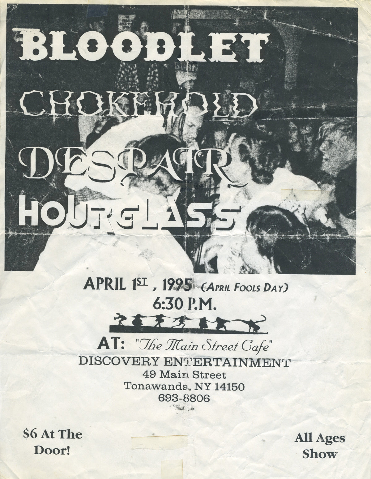Vintage Bloodlet Chokehold Despair Hourglass "Tonawanda, NY" Main St Cafe Show Flyer