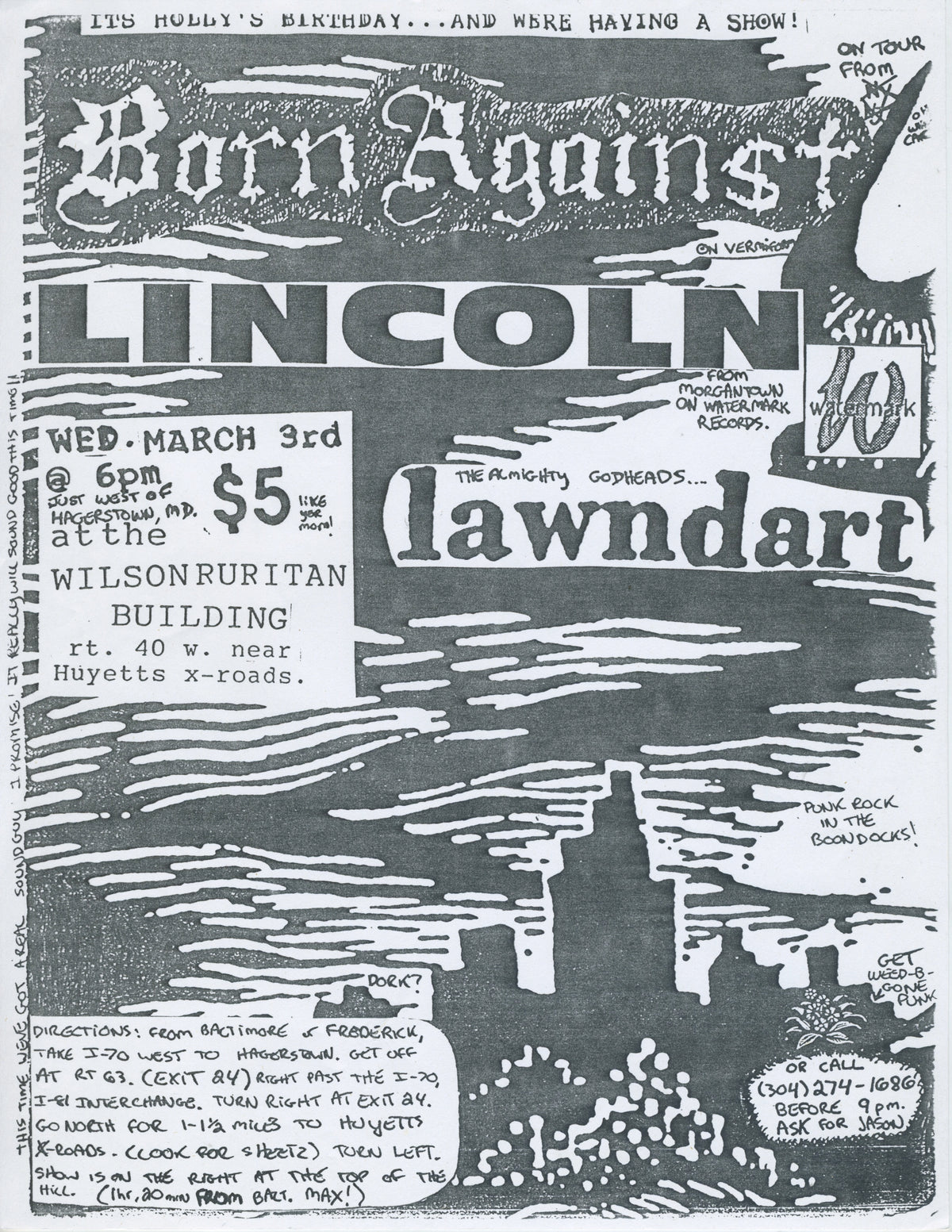 Vintage Born Against Lincoln Lawndart &quot;Wilson Ruritan Building&quot; Hagerstown, MD Flyer