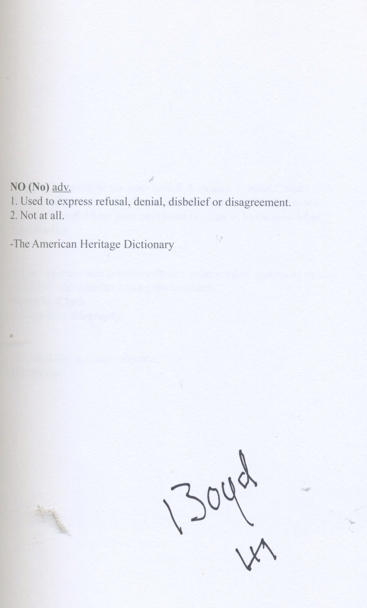 Boyd Rice "NO" Signed First Edition - jointcustodydc