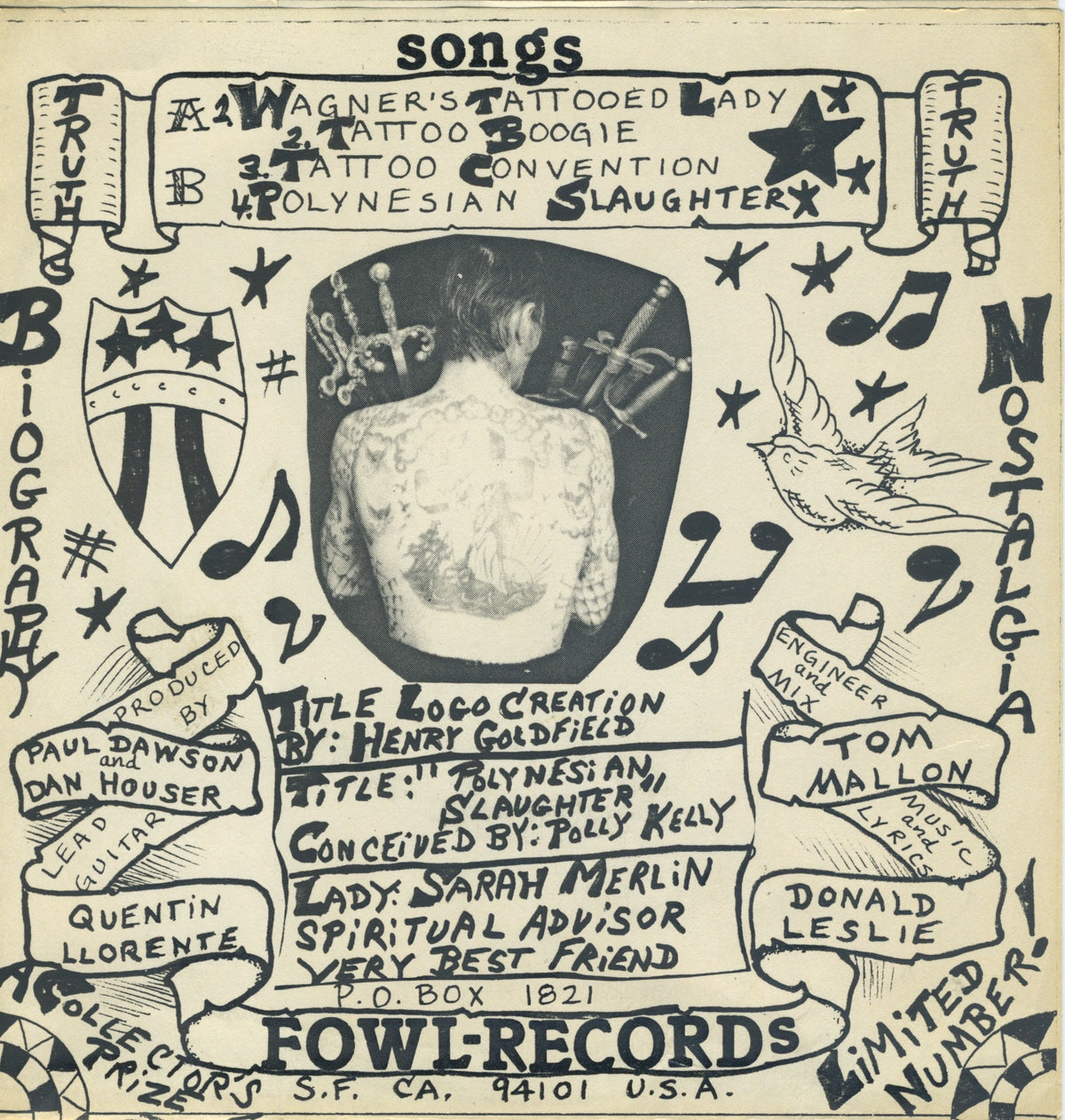 Vintage Capt. Don Leslie Presents "Tattoo Songs" 7" Fowl Records