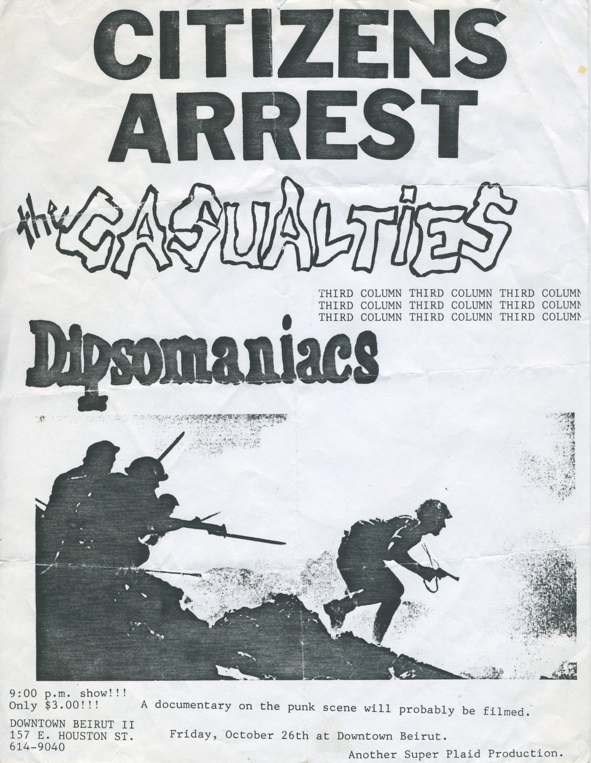 Vintage Citizens Arrest The Casualties Dipsomaniacs &quot;Downtown Beirut II&quot; Show Flyer