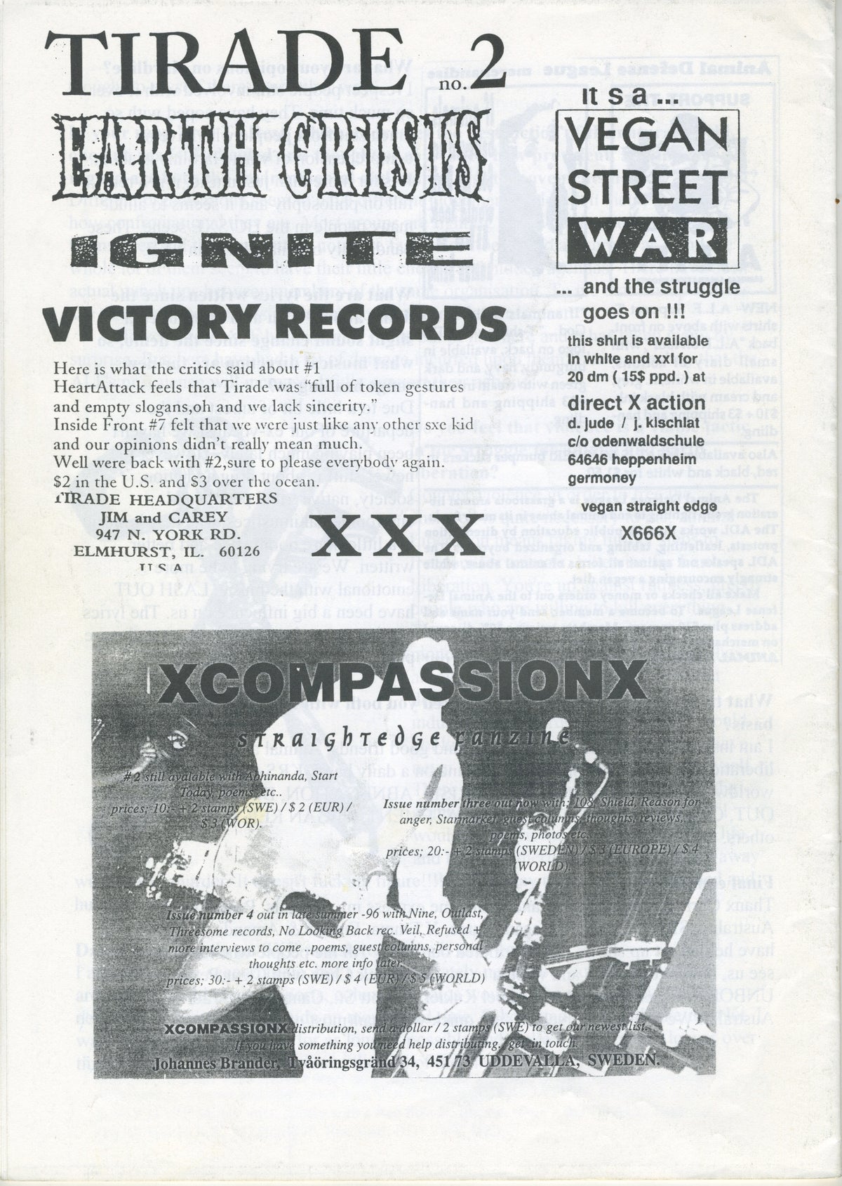 Vintage Clear Perception &quot;United Kingdom Vegan Straight Edge&quot; Fanzine Issue #3