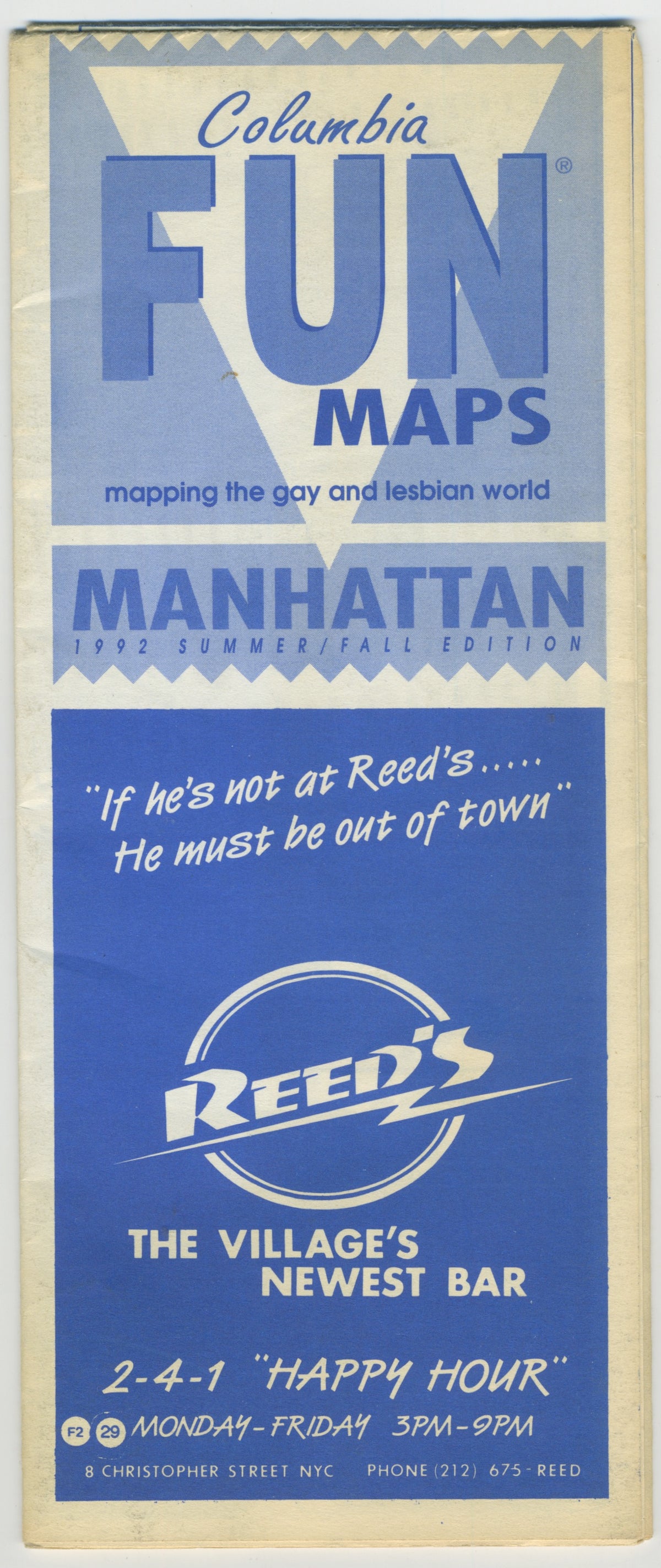 Vintage Columbia Fun Maps &quot;The Gay And Lesbian World&quot; Manhattan Summer Edition &#39;92