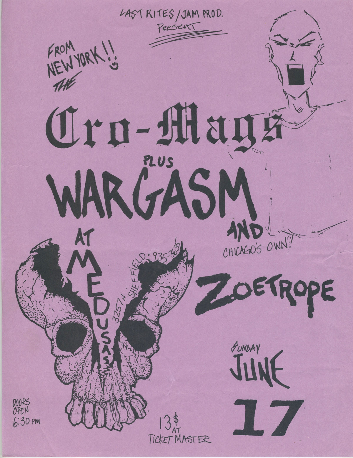 Vintage Cro-Mags Wargasm Zoetrope &quot;Medusa&#39;s&quot; Chicago Flyer