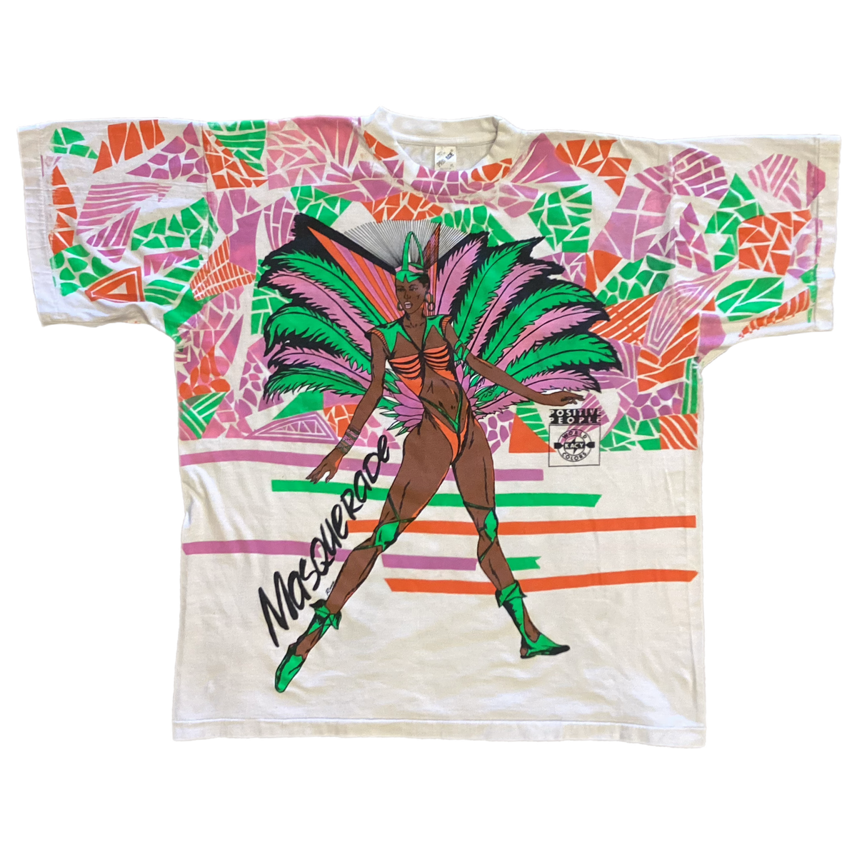 Vintage Kacy World Colors &quot;Masquerade&quot; All Over Print T-Shirt
