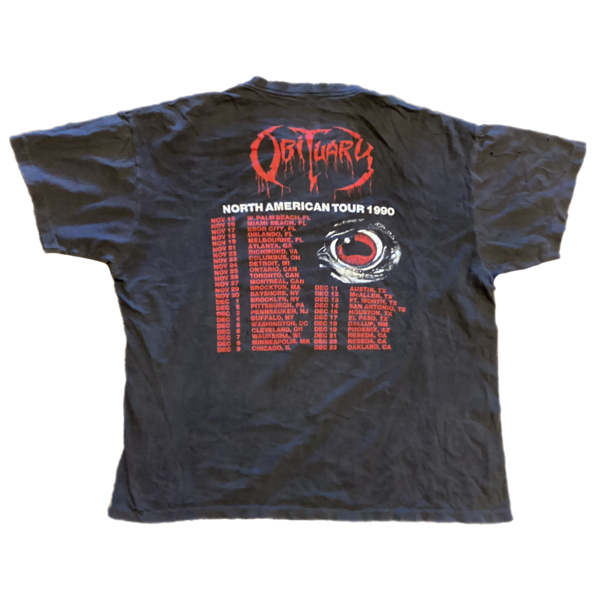 Vintage Obituary "Cause Of Death" NA '90 Tour T-Shirt - jointcustodydc