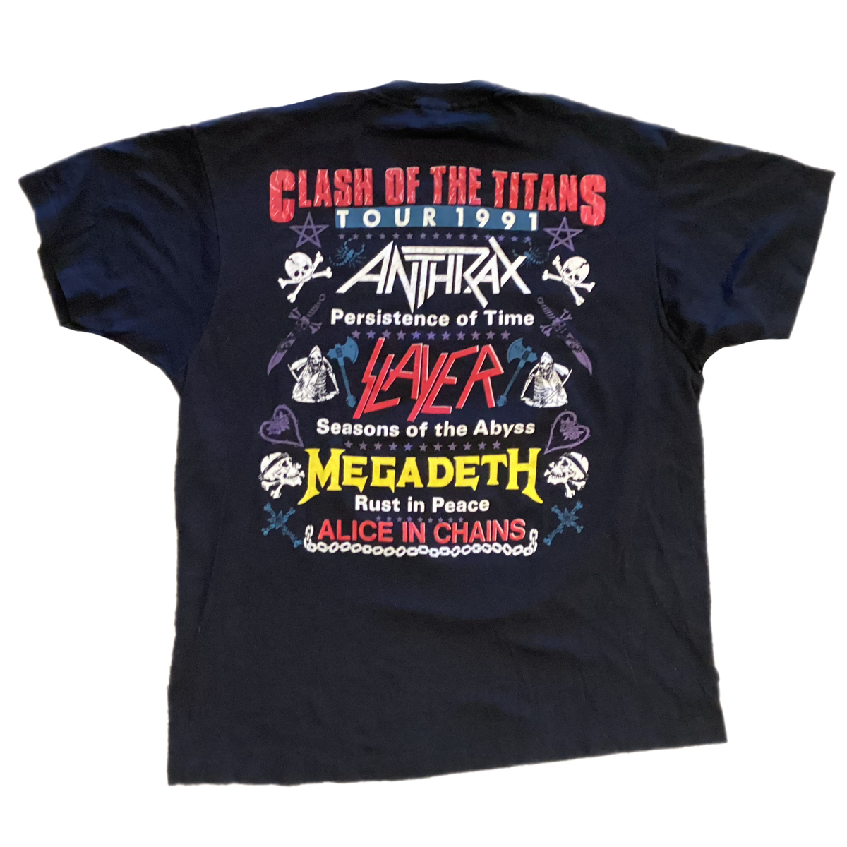 Vintage Clash Of The Titans "Slayer Anthrax Megadeth Alice In Chains" '91 Tour T-Shirt