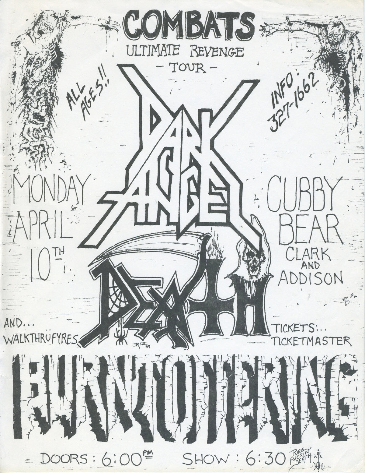 Dark Angel Death Burnt Offering &quot;The Cubby Bear&quot; Chicago Flyer