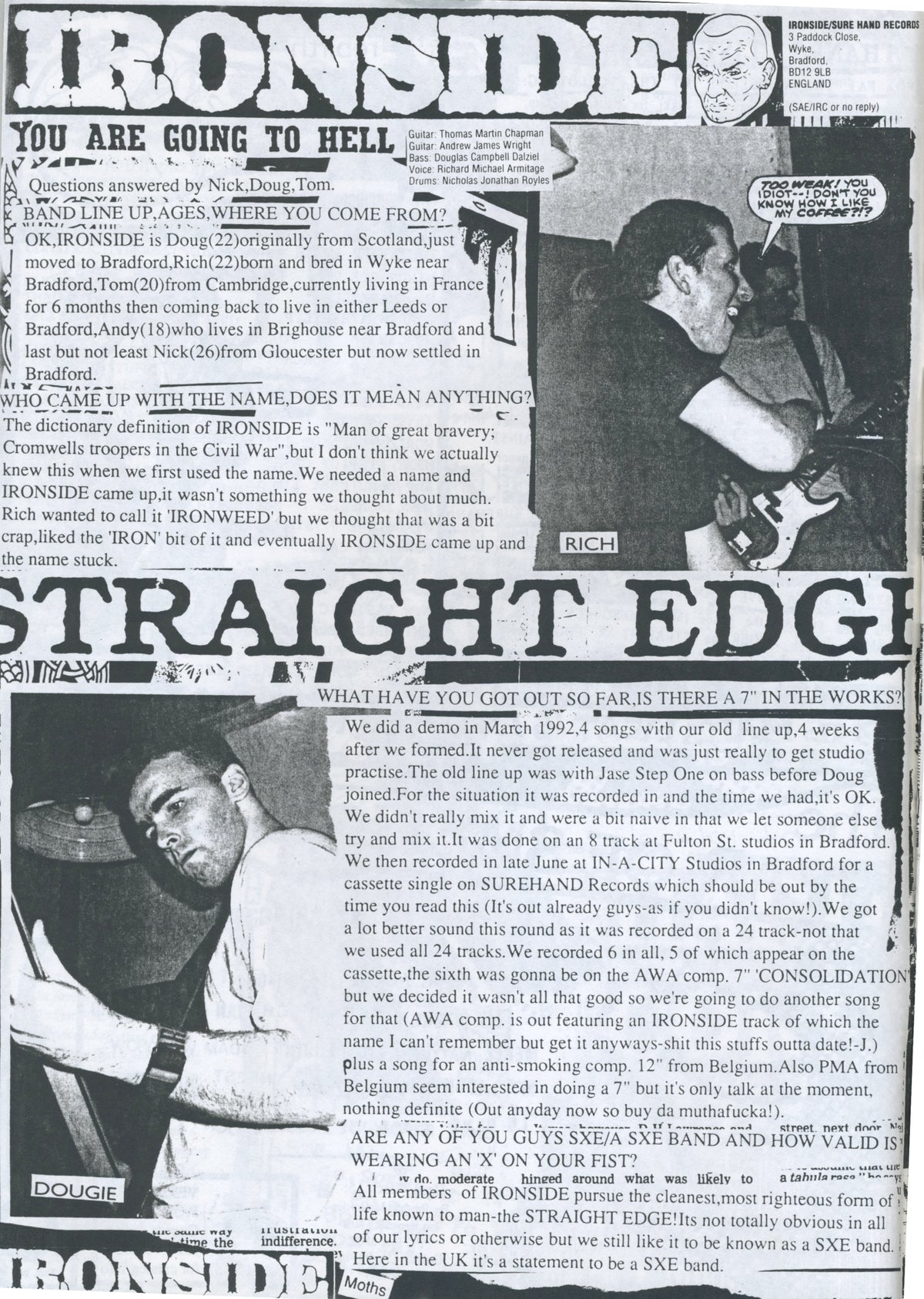 Vintage Darkest Hour &quot;UK Straight Edge&quot; Weirdo Fanzine Issue #1