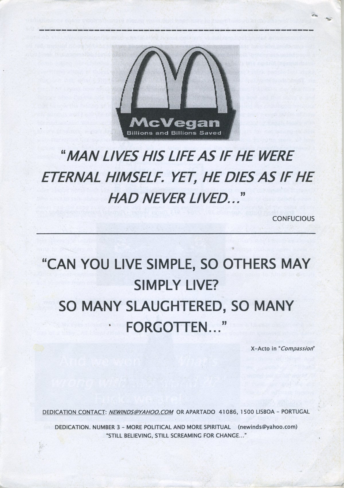 Vintage Dedication Fanzine "Political & Spiritual" Lisboa, Portugal Issue #3 - jointcustodydc