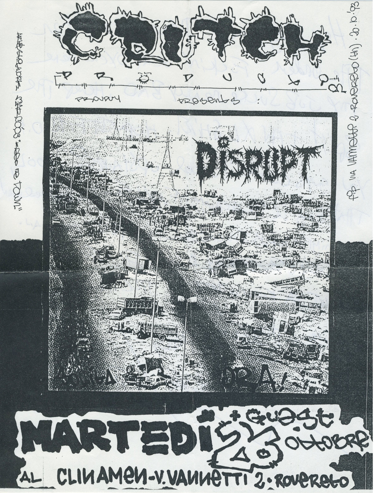 Vintage Disrupt &quot;Crutch Productions&quot; Italian Show Flyer