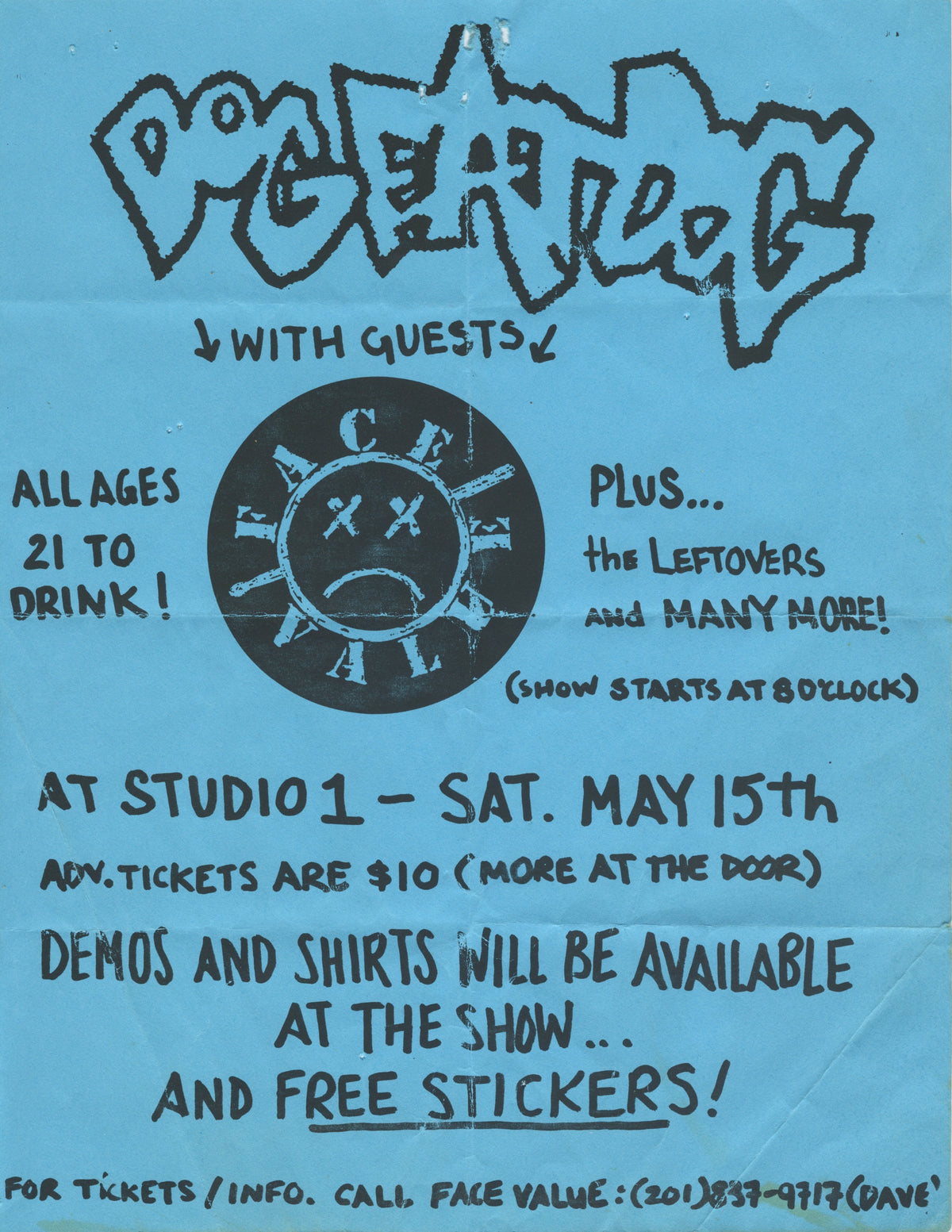 Vintage Dog Eat Dog And Face Value &quot;Studio 1&quot; Newark, NJ Show Flyer
