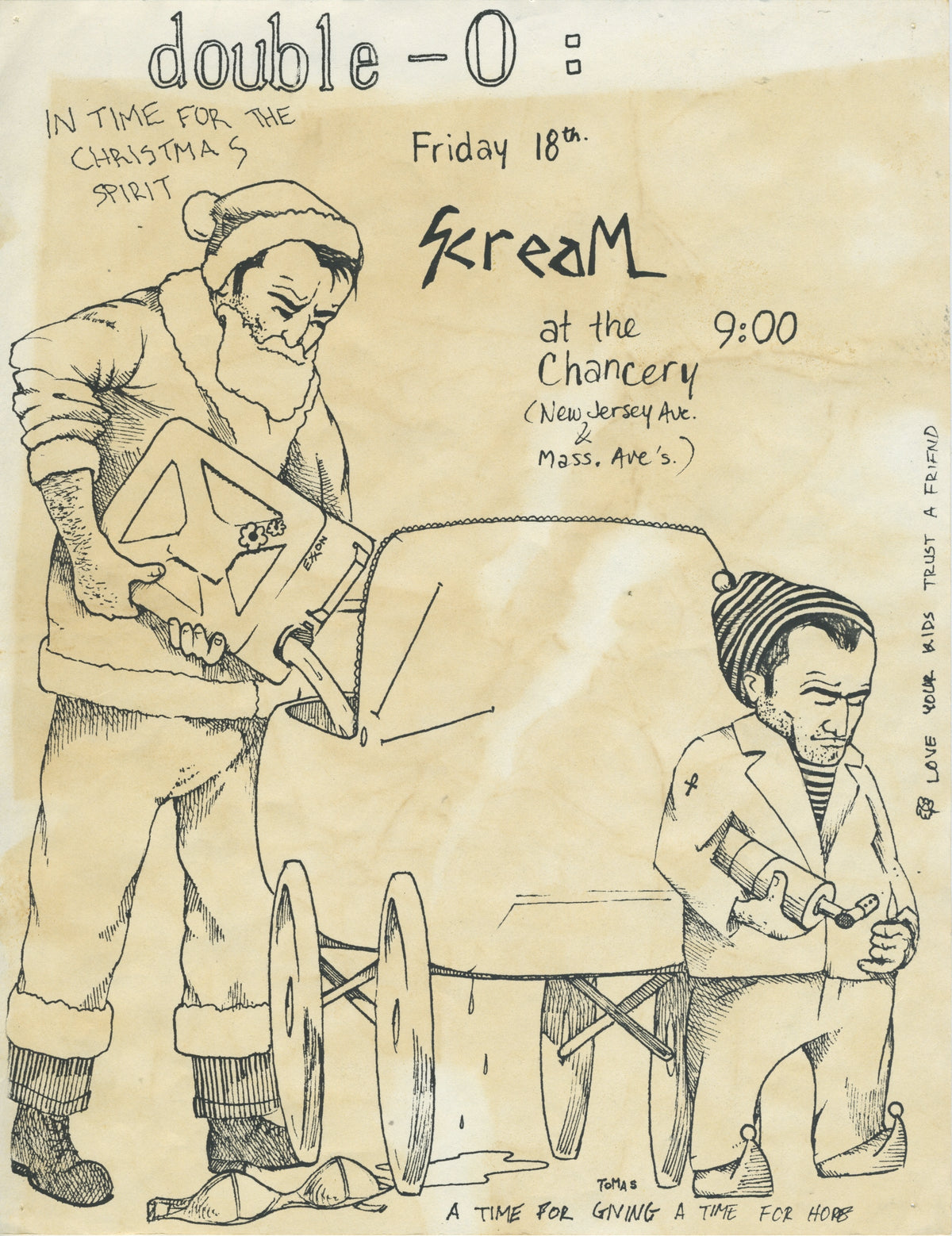 Vintage Double-O & Scream "The Chancery" Washington, DC Flyer - jointcustodydc