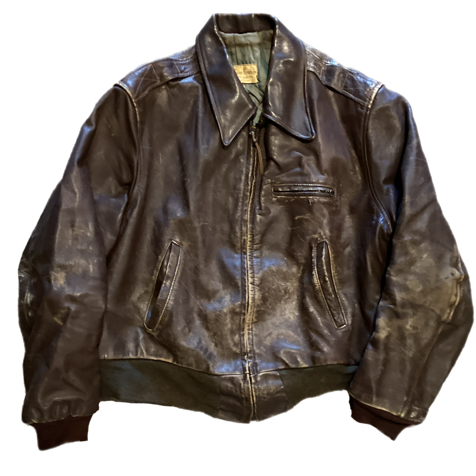Vintage Front Quarters "Genuine Horsehide" Prentice Zipper Made in U.S.A. Leather Motorcycle Jacket - jointcustodydc