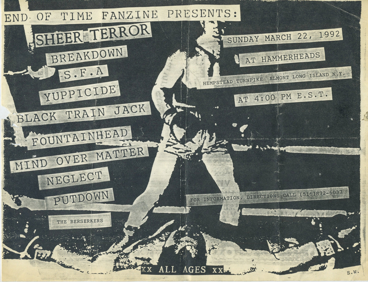 Vintage Sheer Terror Breakdown Black Train Jack &quot;End Of Time Fanzine&quot; Long Island, N.Y. Hardcore Flyer