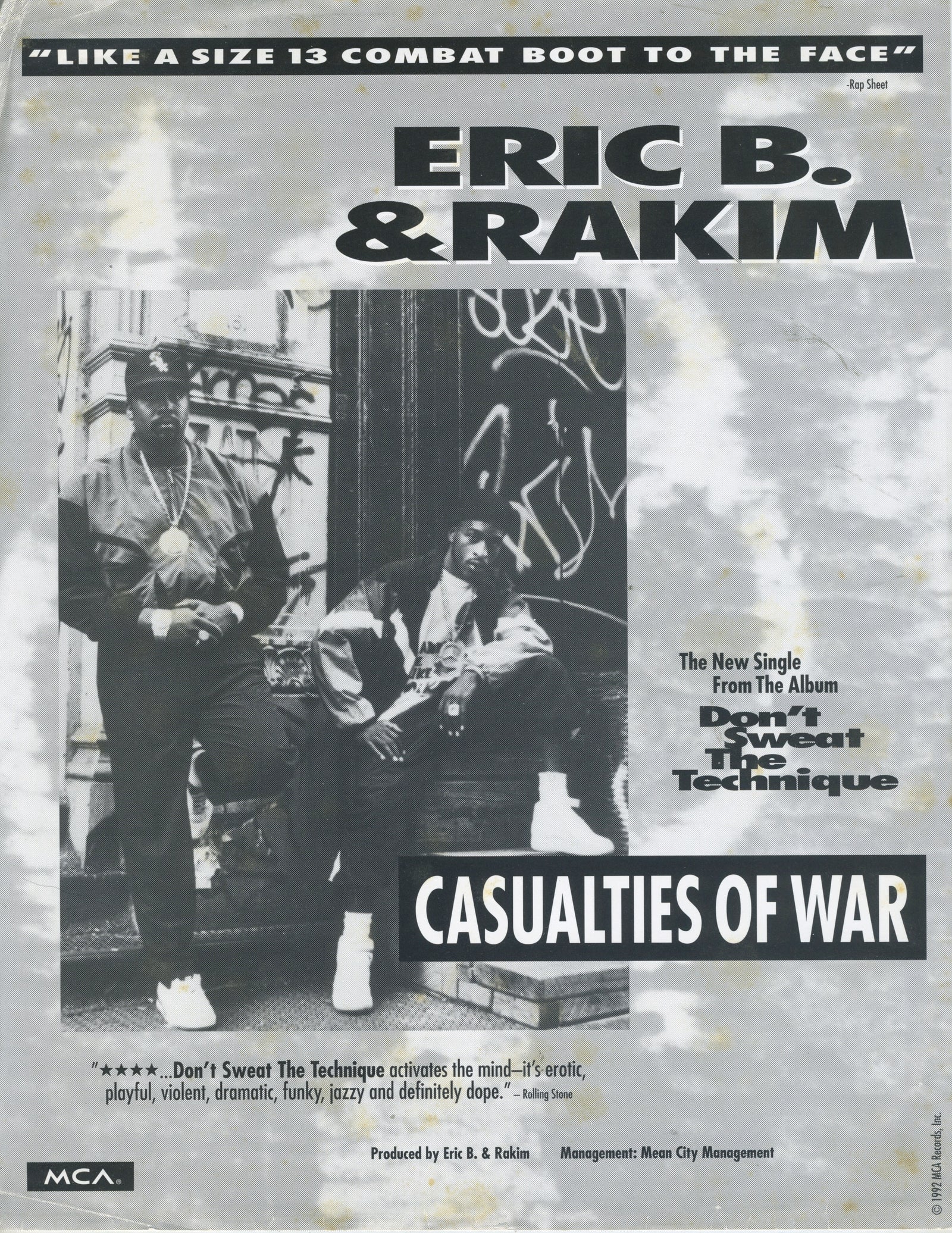 Vintage Eric B. & Rakim "Don't Sweat The Technique" Casualties Of War MCA Records '92 Flyer - jointcustodydc