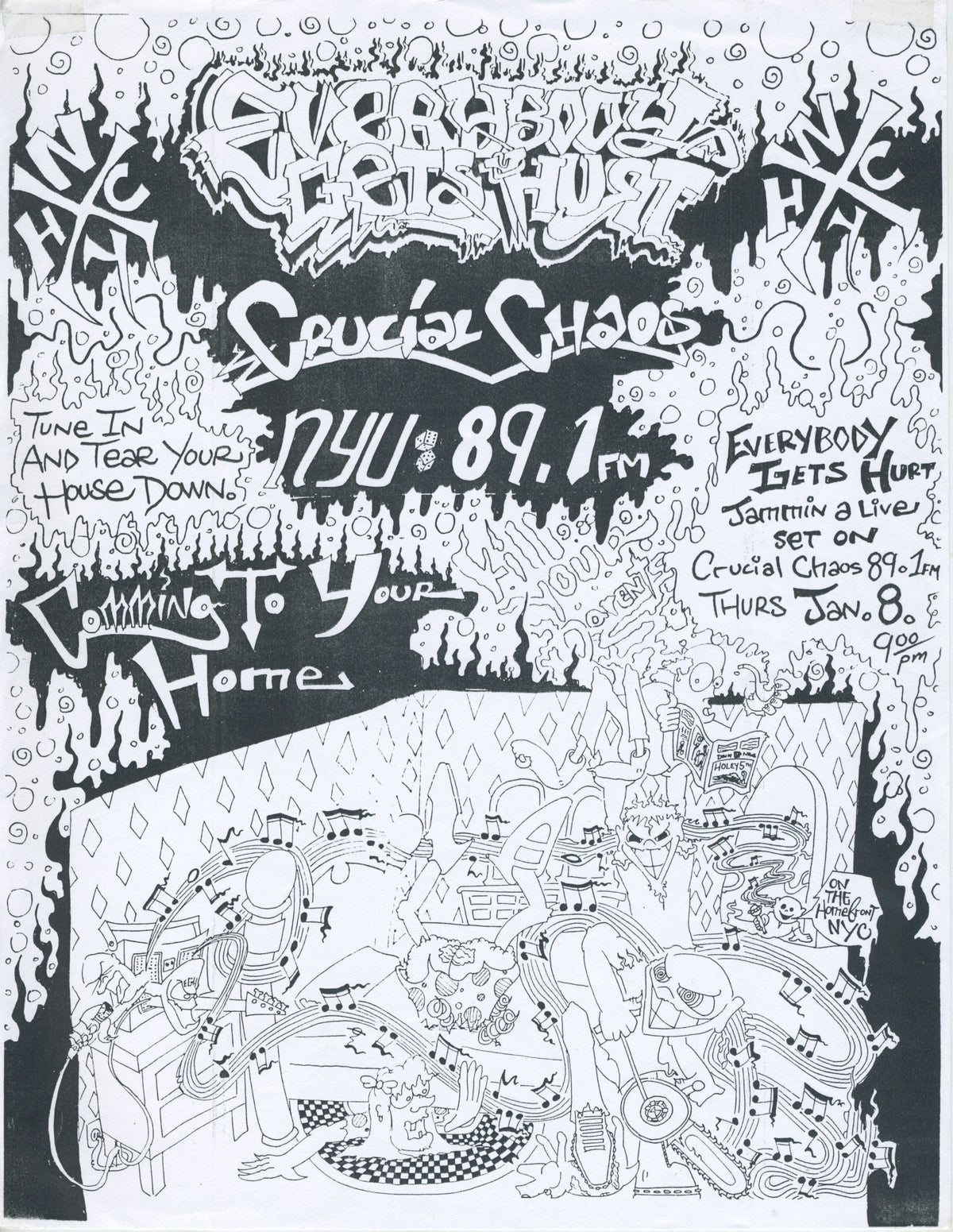 Vintage Everybody Gets Hurt &quot;NYHC&quot; Live At Crucial Chaos Flyer