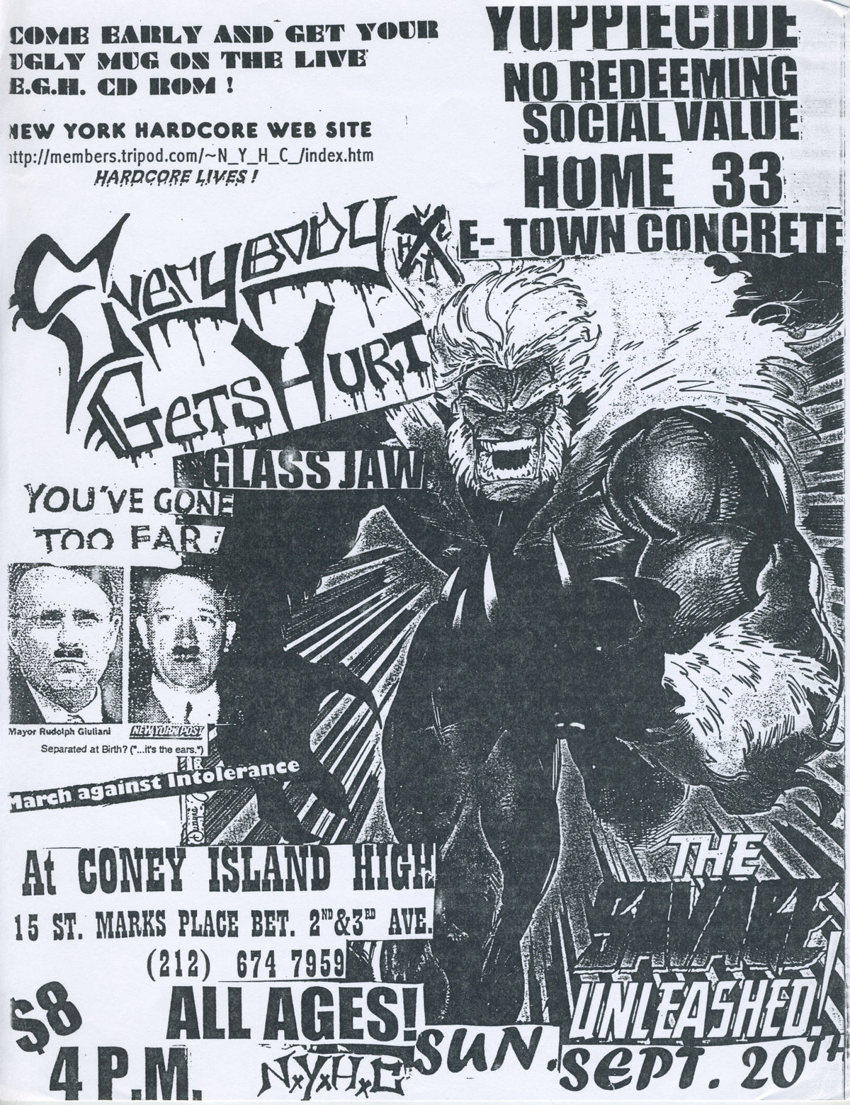 Vintage Everybody Gets Hurt &amp; Glassjaw &quot;Coney Island High&quot; E-Town Concrete Show Flyer