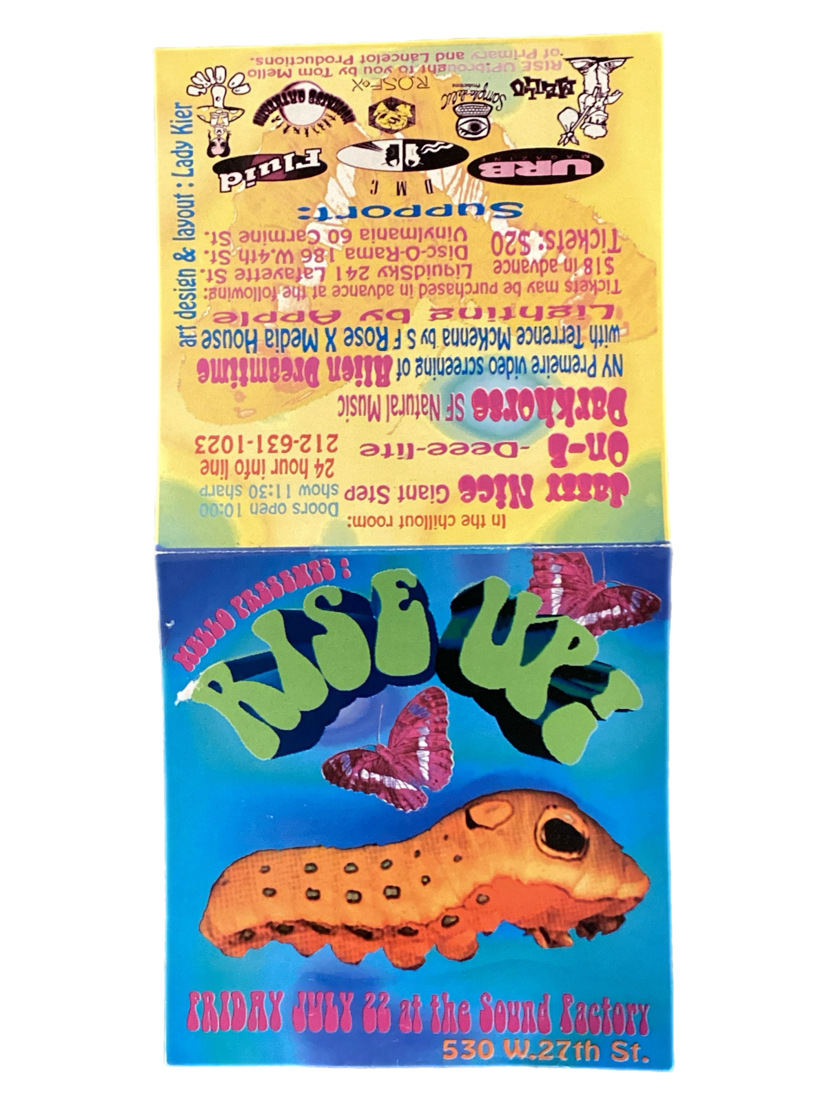 Vintage The Sound Factory "Rise Up! Friday July 22, 1994" New York City Rave Flyer