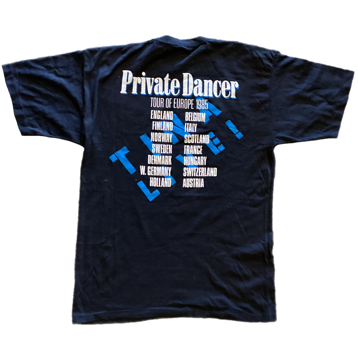 Vintage Tina Turner "Private Dancer" Tour Of Europe '85 T-Shirt