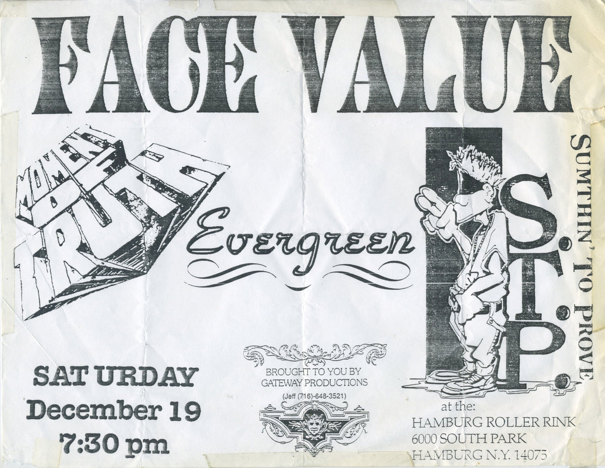 Vintage Face Value Moment Of Truth Evergreen Sumthin&#39; To Prove &quot;Hamburg, NY&quot; Roller Rink Flyer