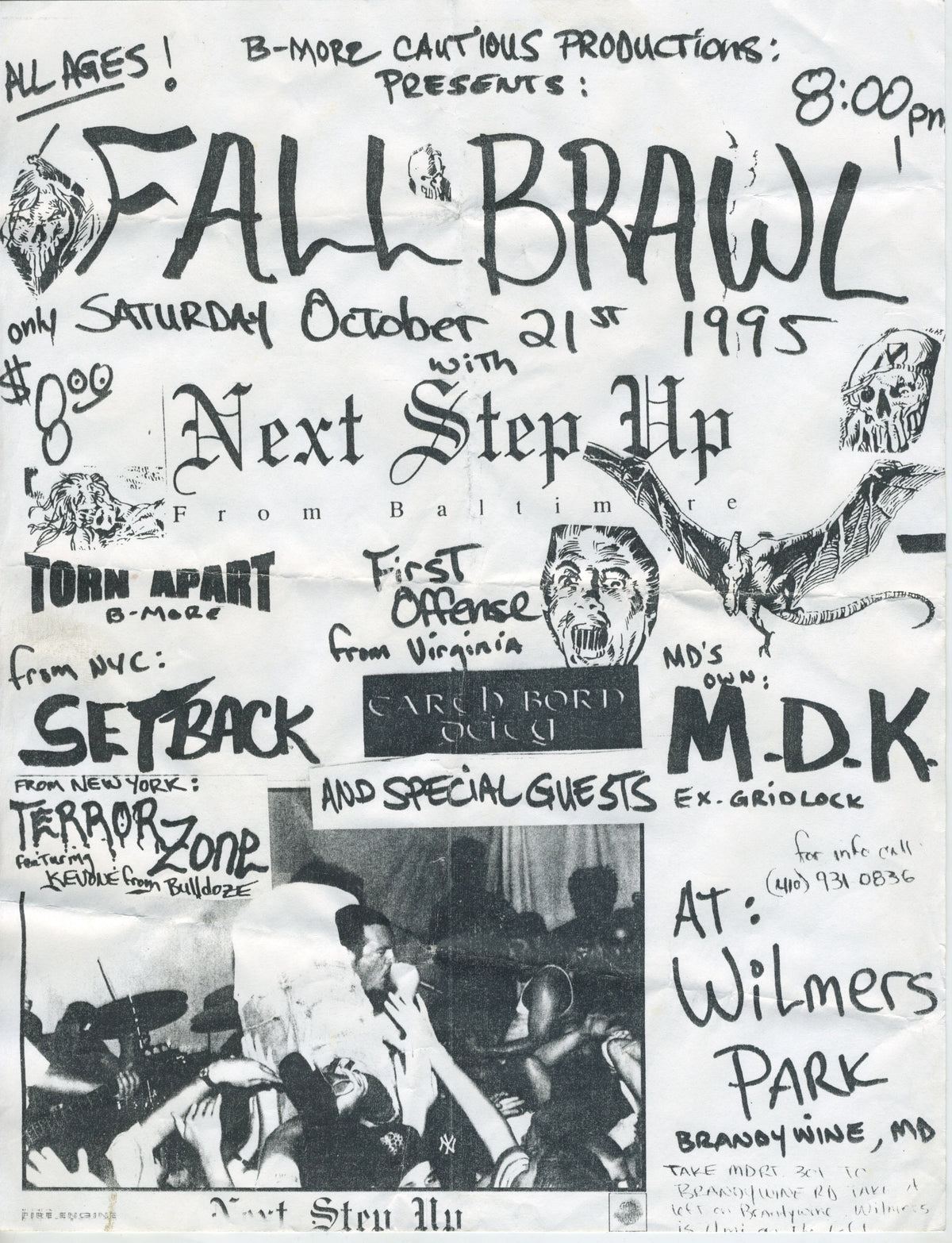 Vintage B-More Cautious Productions Presents &quot;Fall Brawl&quot; Next Step Up Torn Apart Setback Terrorzone Flyer