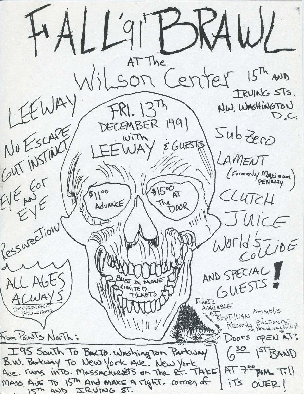 Vintage Fall Brawl &quot;Wilson Center&quot; &#39;91 Show Flyer