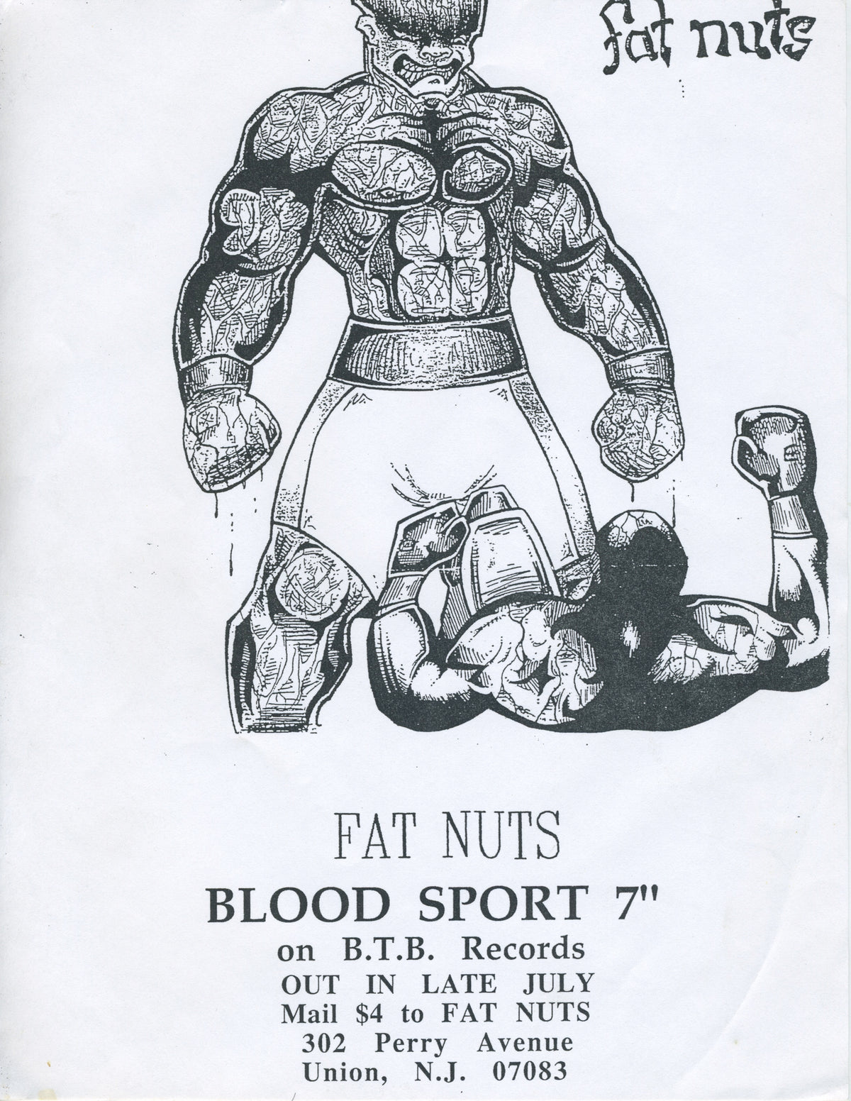 Vintage Fat Nuts &quot;Blood Sport&quot; NJHC Promotional Flyer