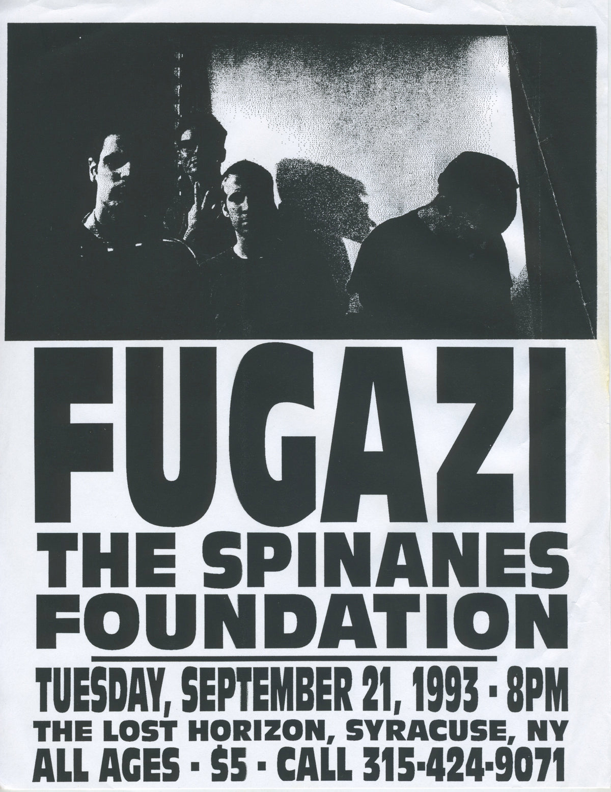 Vintage Fugazi Spinanes &quot;Lost Horizon&quot; &#39;93 Syracuse Show Flyer