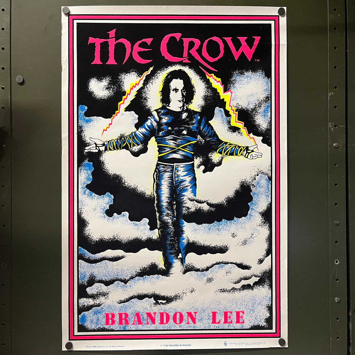 Vintage The Crow "Brandon Lee" Walking In Heaven '94 Blacklight Poster