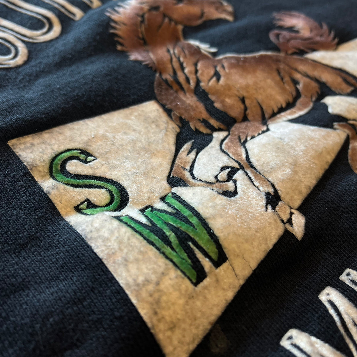 Vintage South Western "Mustangs" Flock Print Raglan Sweatshirt