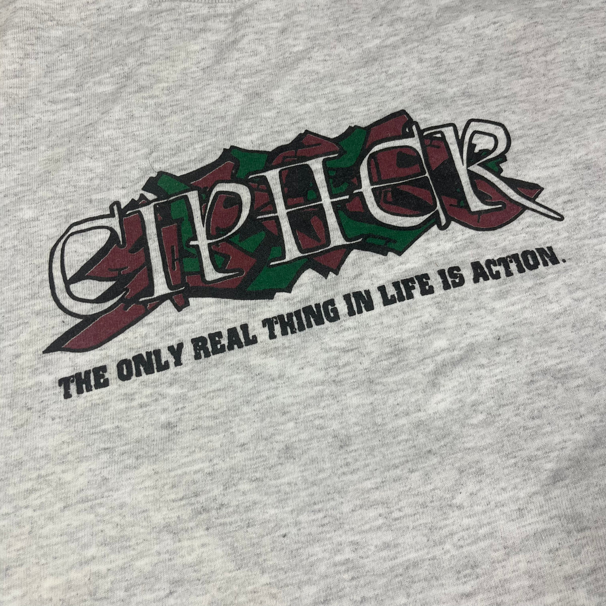 Vintage Cipher &quot;The Only Real Thing In Life Is Action&quot; Long Sleeve Shirt