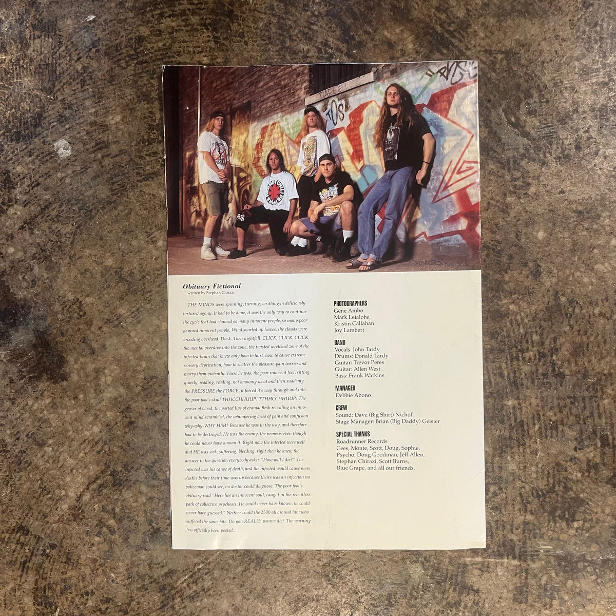 Vintage Obituary '92 World Tour Program/Poster - jointcustodydc