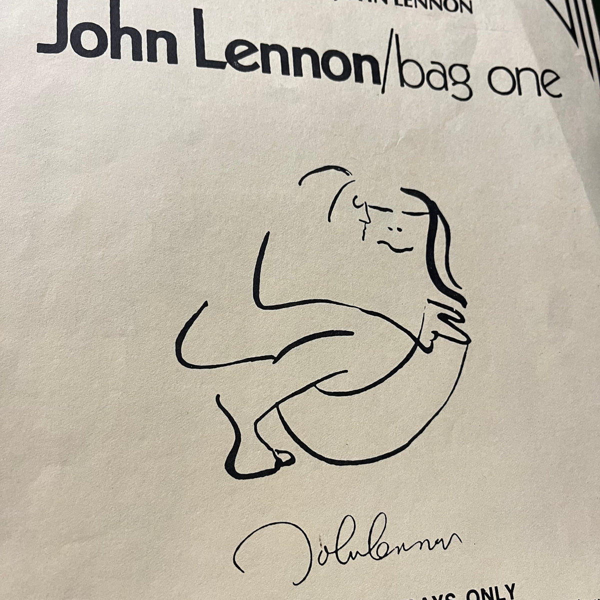 Vintage John Lennon "Bag One" Milwaukee Art Exhibition Poster