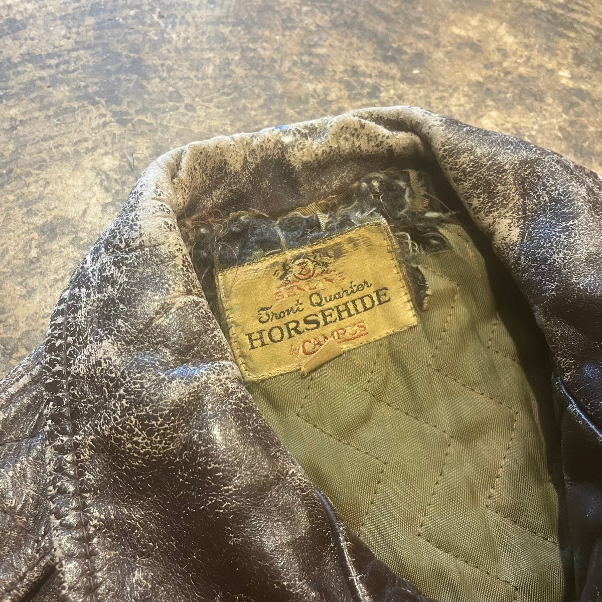 Vintage Front Quarter Horse Hide Leather Jacket By Campus