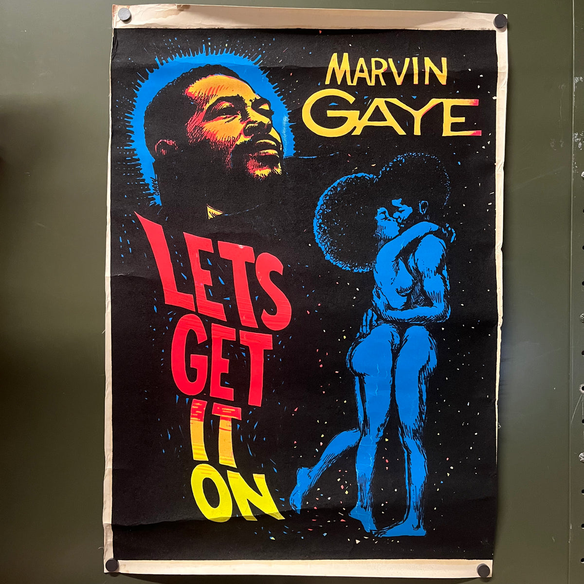 Vintage Marvin Gaye "Let's Get It On" Black Light Poster