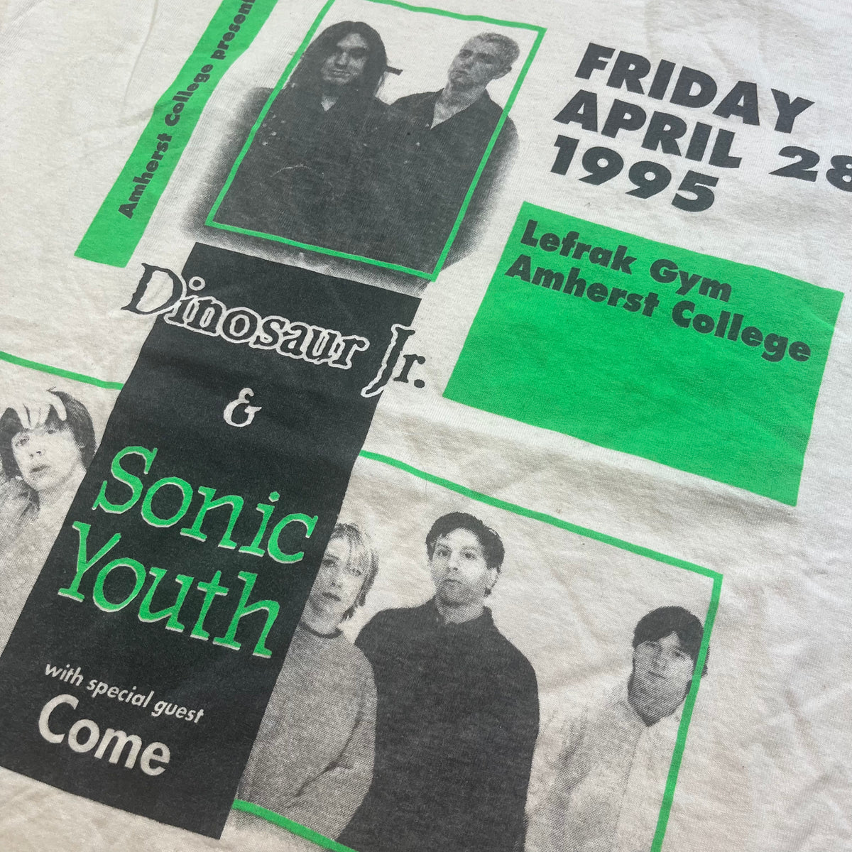 Vintage Dinosaur Jr &amp; Sonic Youth &quot;Amherst College&quot; T-Shirt