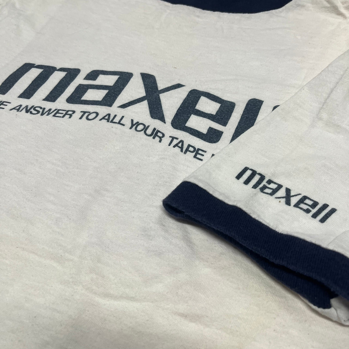 Vintage Maxell &quot;The Answer To All Your Tape Needs&quot; Ringer Shirt