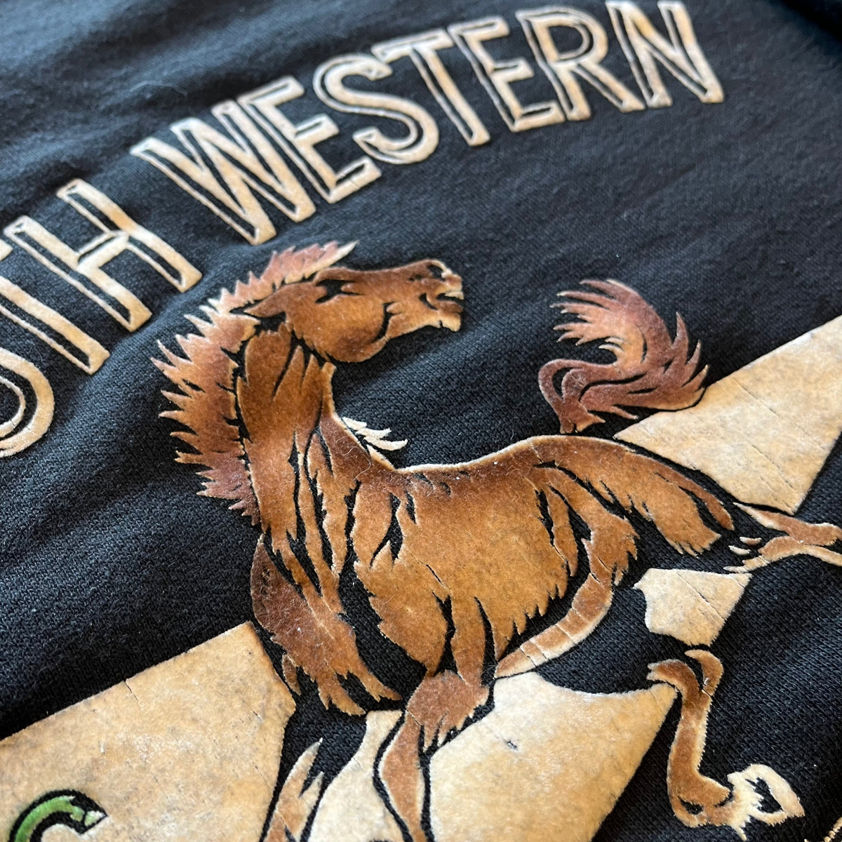 Vintage South Western "Mustangs" Flock Print Raglan Sweatshirt