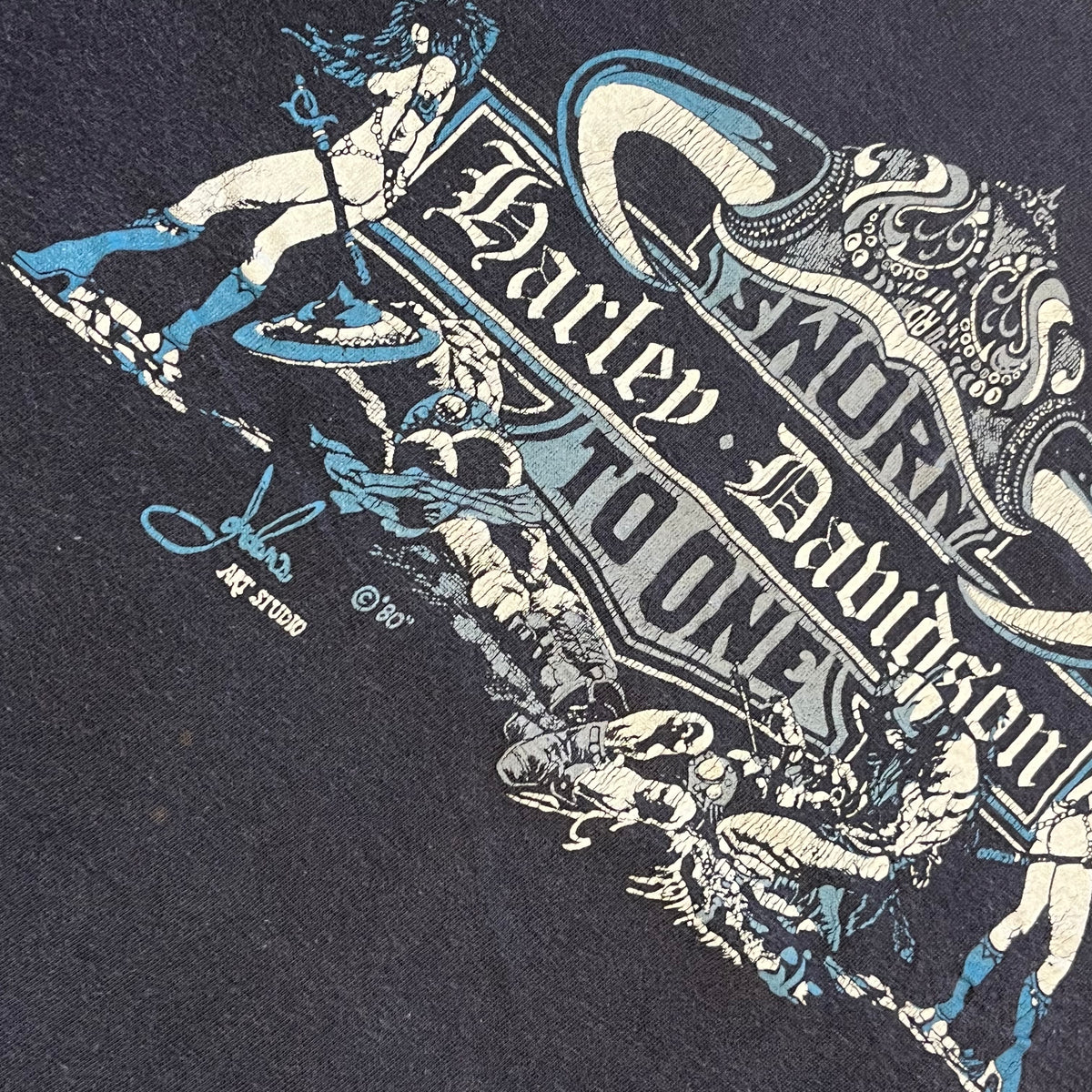 Vintage Harley-Davidson "Routt's Cycle Center" John Jordan Art Studio Hyattsville, MD Cut Shirt