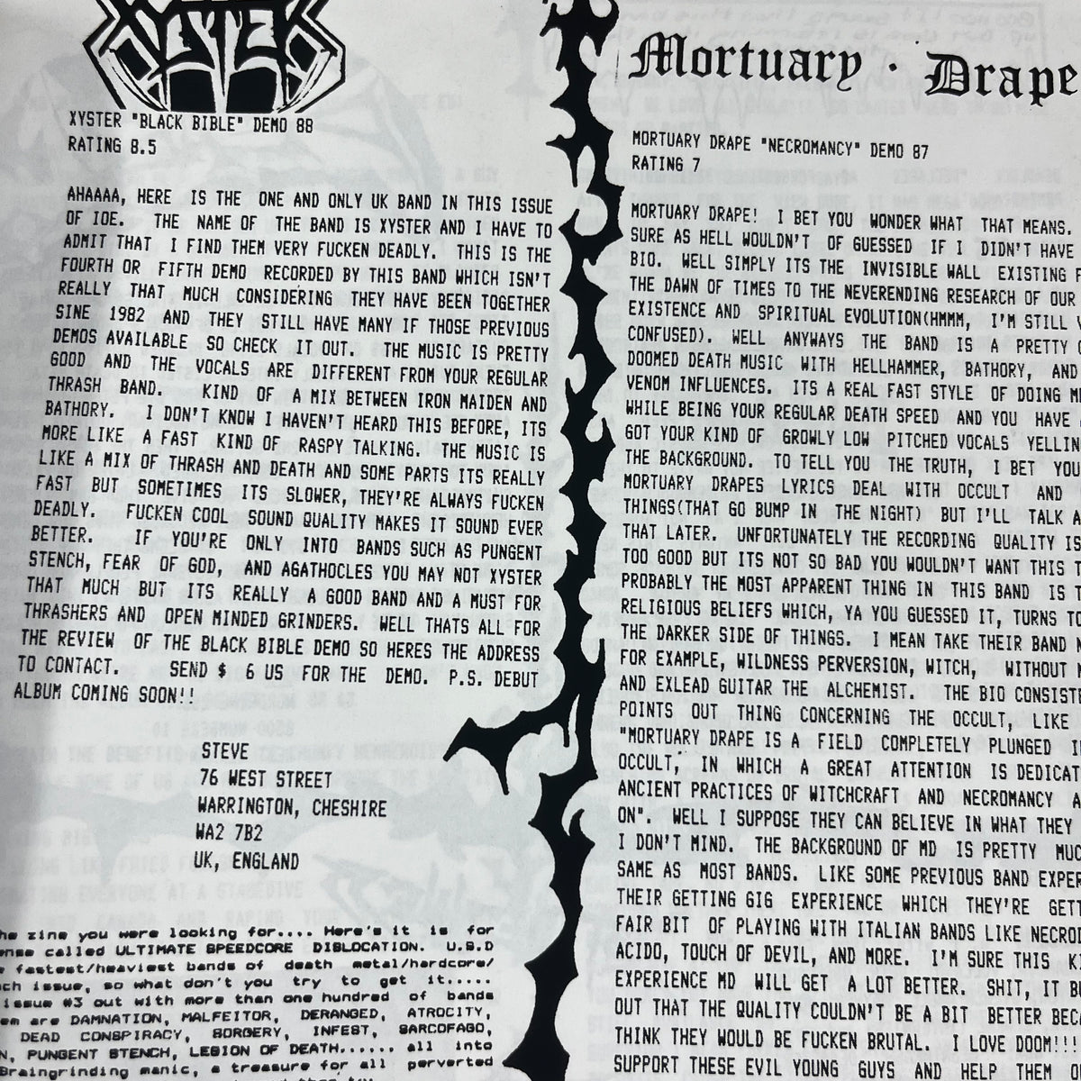 Vintage Infestion Of Evil &quot;Death Metal&quot; Fanzine Issue #1