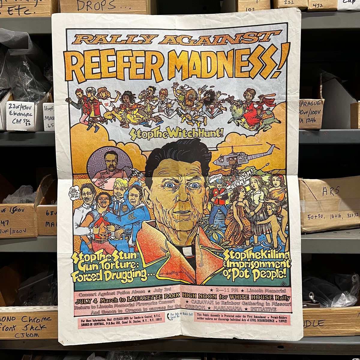 Vintage Rally Against Reefer Madness! Dana Franzen "Lafayette Park" Washington, DC '85 Newsprint Poster