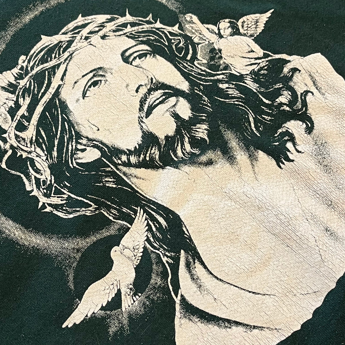 Vintage Jesus Christ "Holy Cross" Crewneck '90s Forest Green Sweatshirt