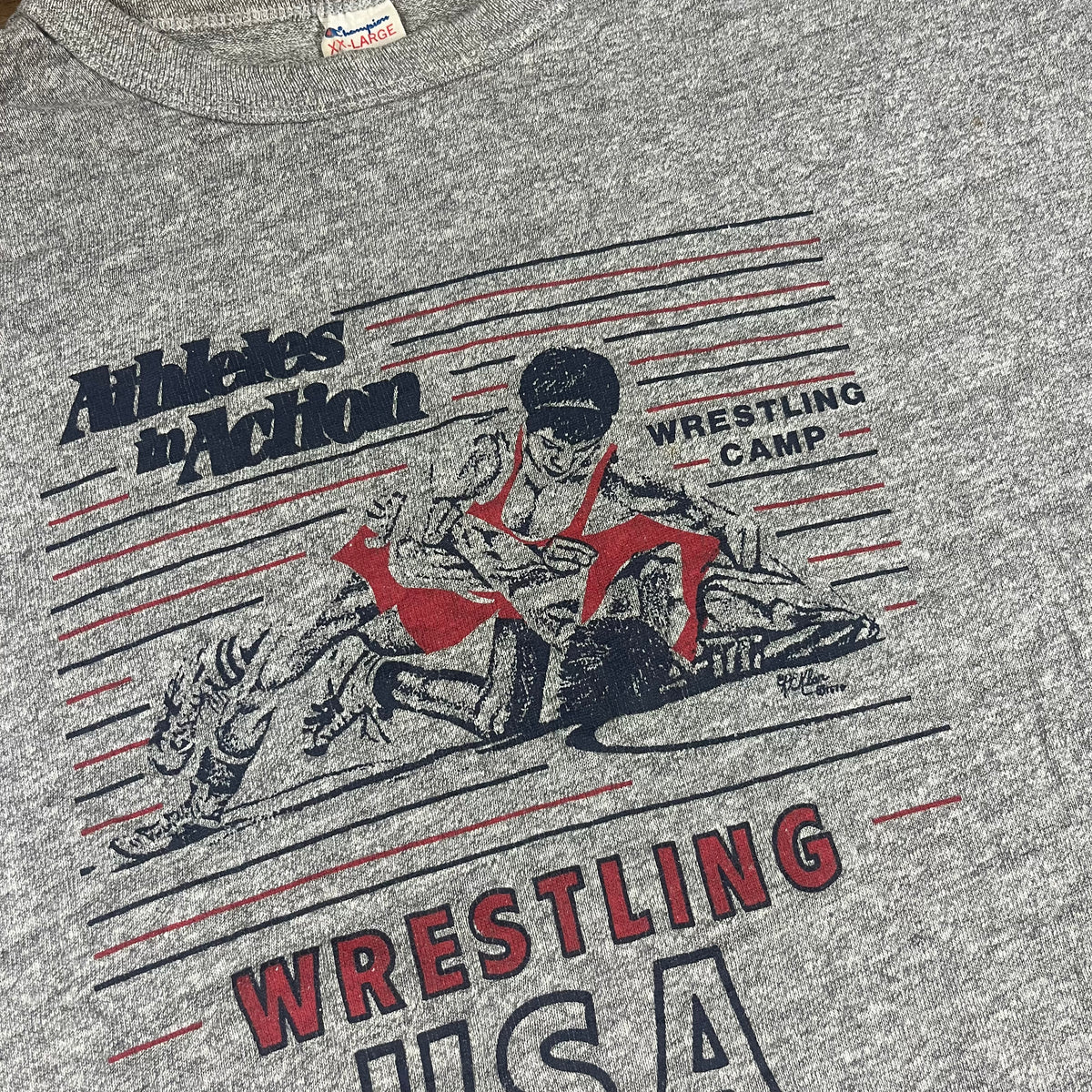 Vintage USA Wrestling &quot;Athletes In Action&quot; Champion T-Shirt