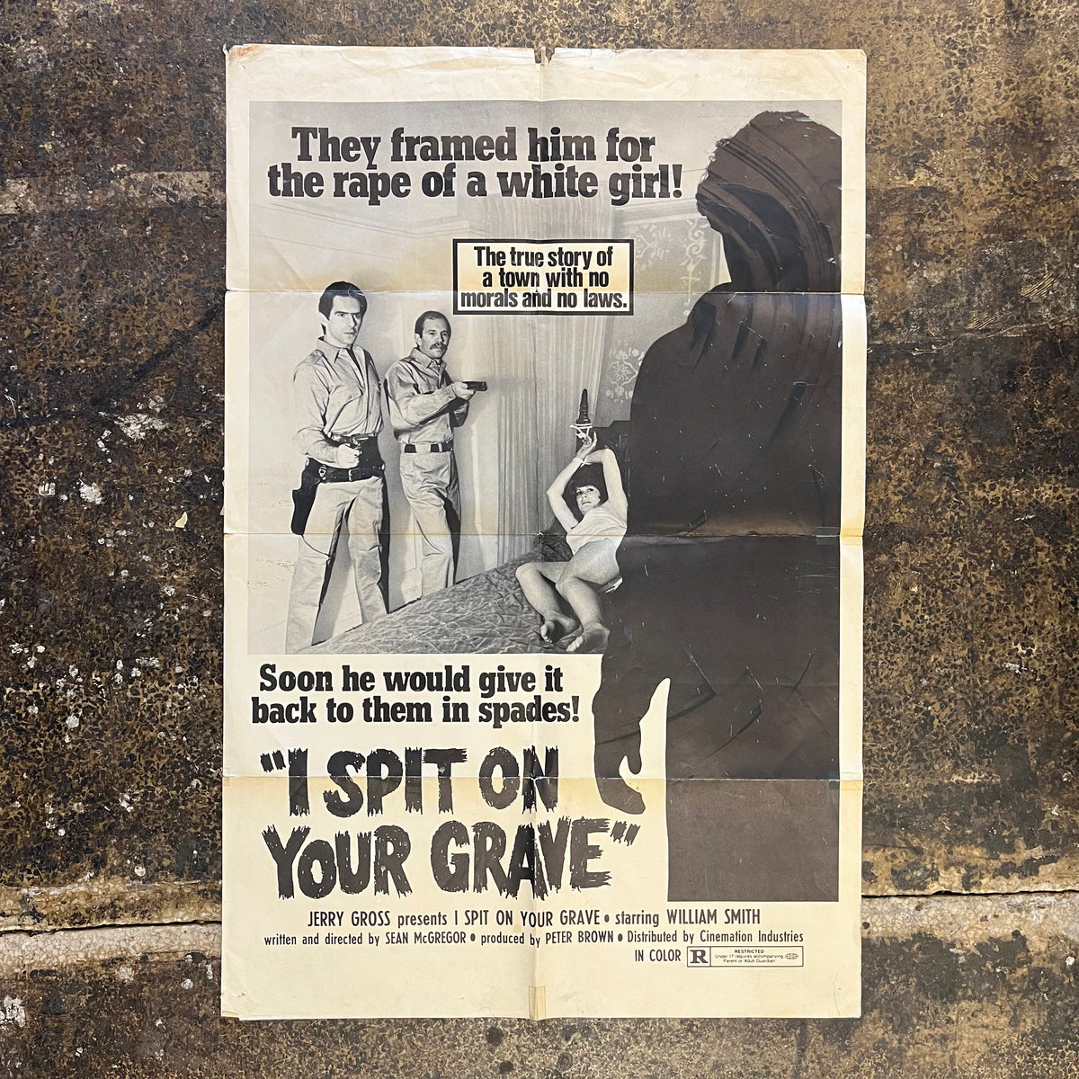 Vintage I Spit On Your Grave "Sean McGregor" Cinemation Industries Jerry Gross Promotional Poster