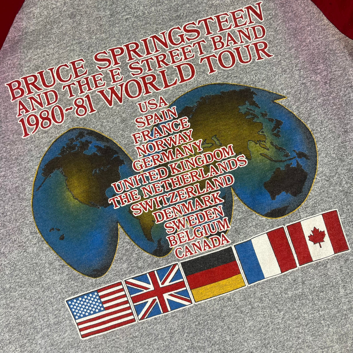Vintage Bruce Springsteen &amp; The E Street Band &quot;80-81 World Tour&quot; Raglan Shirt