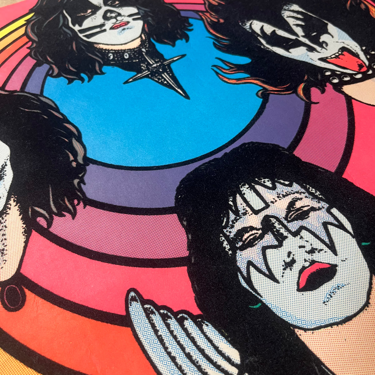 Vintage KISS 1976 &quot;Aucoin&quot; M.H Stein Velvet Blacklight Poster