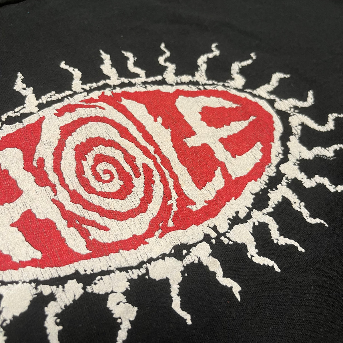 Vintage Hole &quot;Live Through This&quot; Red + White Logo T-Shirt